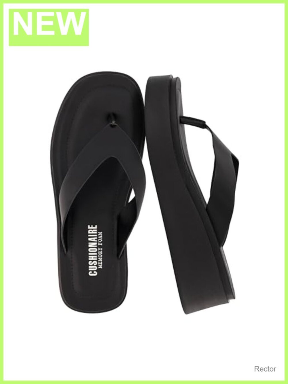 Women's Platform Wedge Flip Flops Memory Foam Faux Leather Slip-On